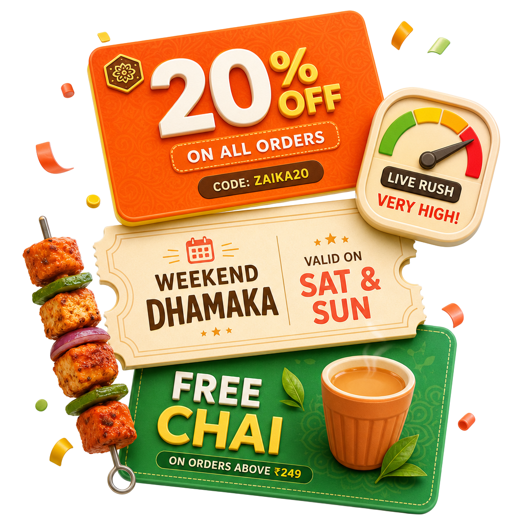 3D render of live food offers and event cards